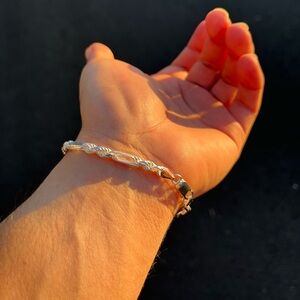 Sterling Silver Figarope Milano Link Bracelet 8” Pulsera De Plata